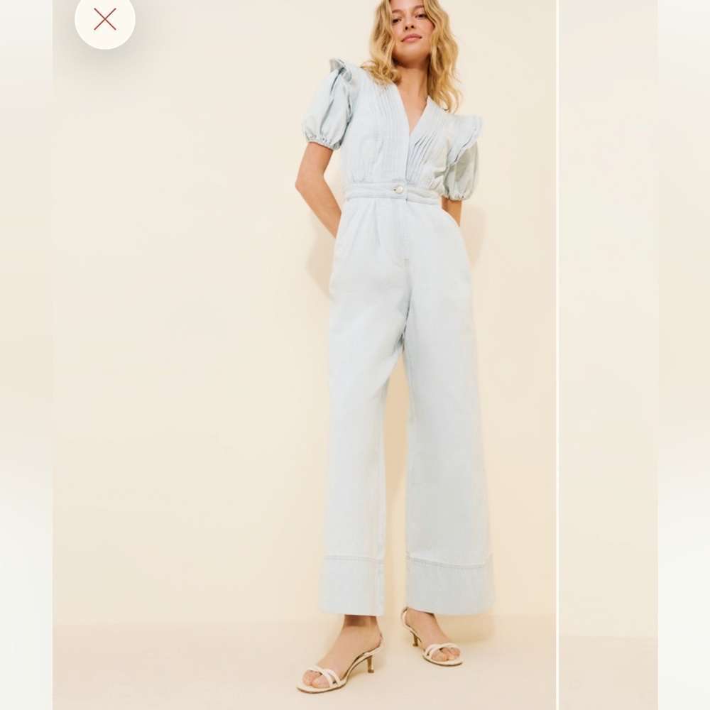 FARM Rio Denim Pleats Jumpsuit